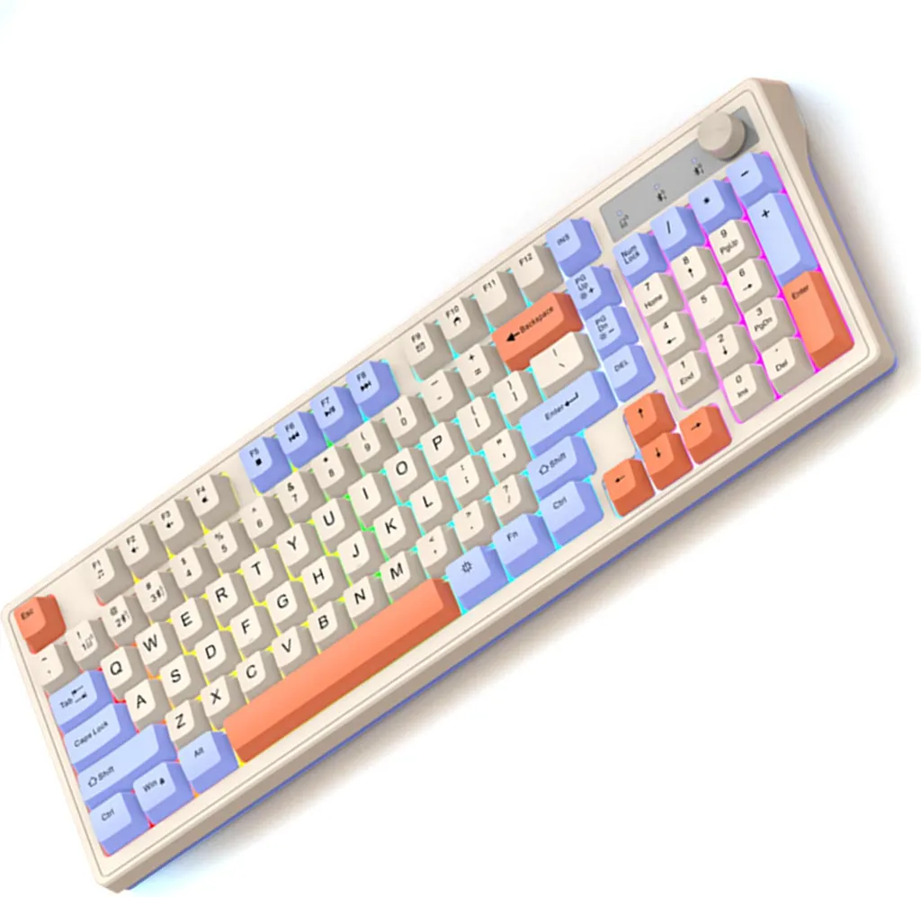 Clavier mécanique rétroéclairé K98 sans fil avec bouton de volume