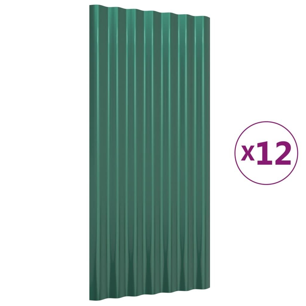 "SALE 2026" Dachpaneele 12er-set - multifunktional& Moderne - Verzinkter Stahl Grün 80x36 cm - Tischplatten DE2726236