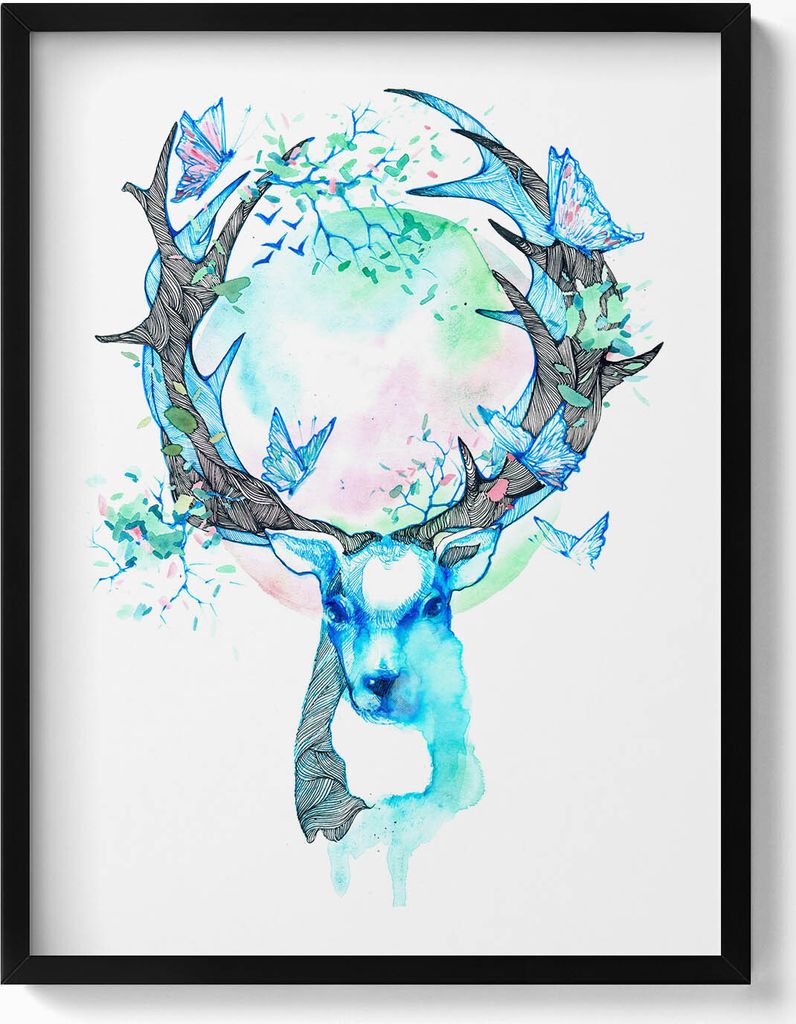 Hierarchie in einer Herde– Wandbild mit Rahmen – Gerahmtes Bild – Wanddekoration – 60x80 cm – Schwarz Rahmen