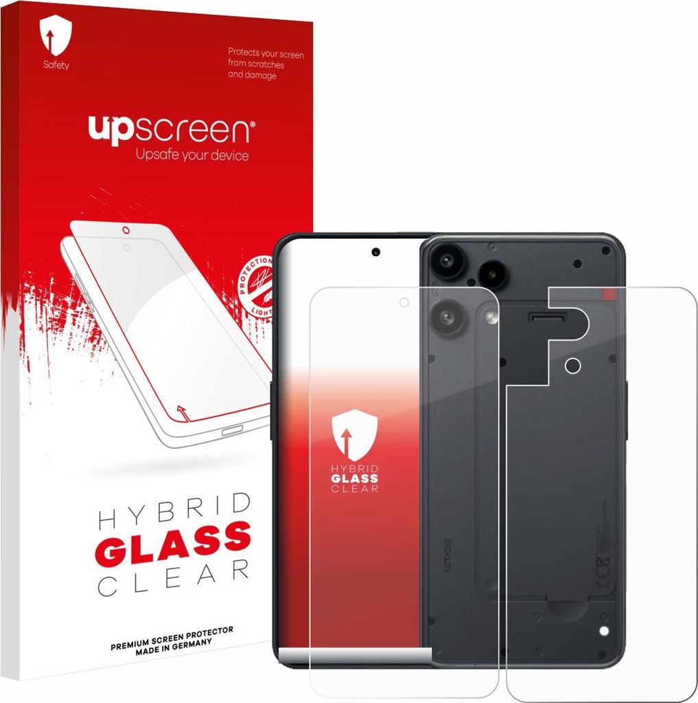 upscreen Schutzglas für Nothing Phone (3a) Lite (Display+Rückseite) Schutzfolie Panzer Folie Glas Display Schutz klar