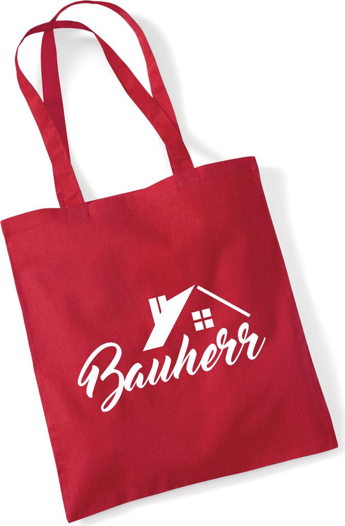 Huuraa Jutebeutel Bauherr 10 Liter Classic Red Baumwolle Tasche Geschenkidee