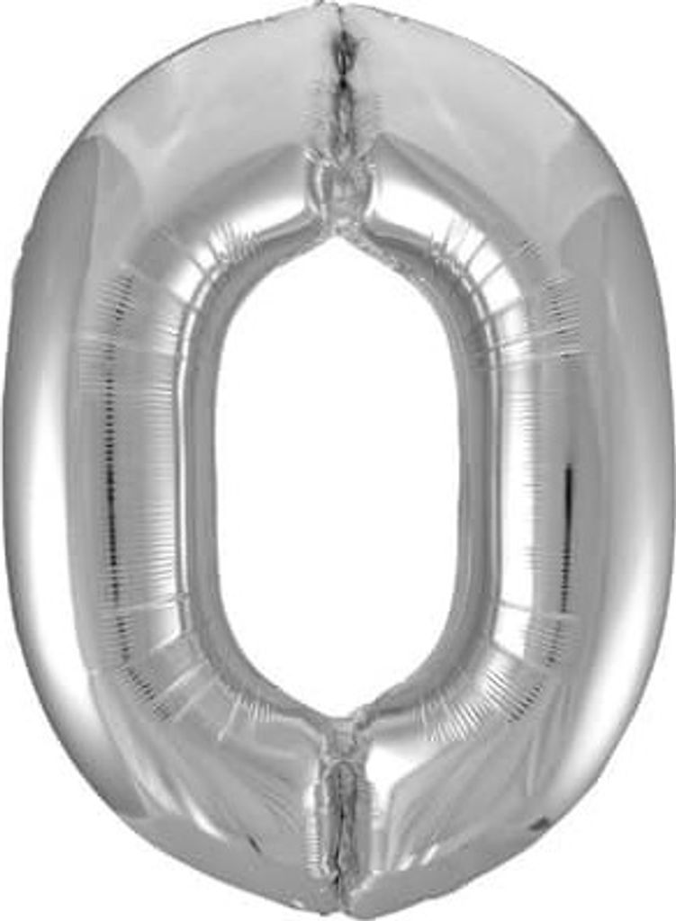 Minifolienballon Zahl 0 silber - ca. 40 cm