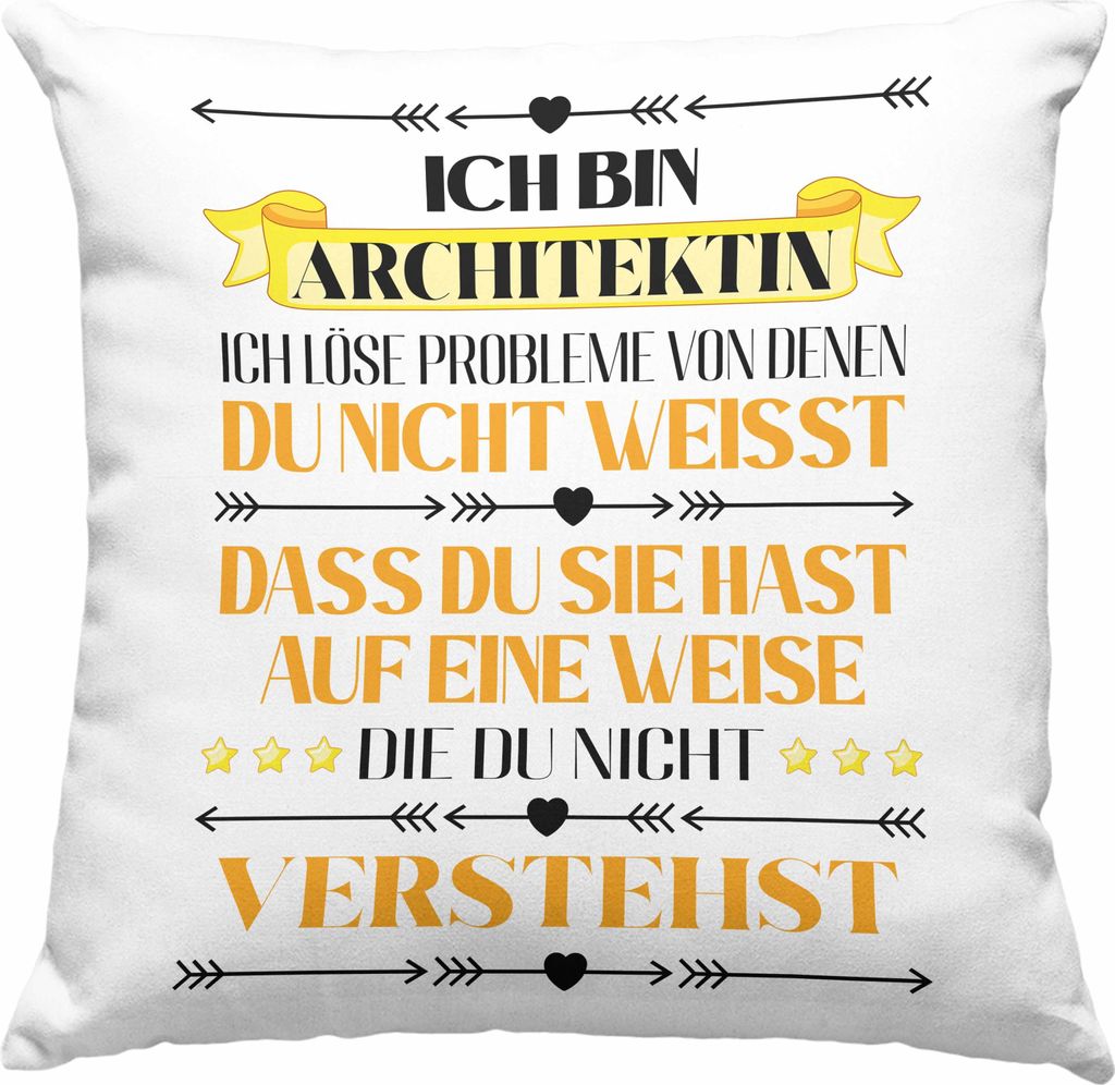 Trendation - Architektin Geschenk Deko-Kissen mit Füllung 40x40 Deko-Kissen mit Füllung 40x40 für Architektin Frauen Spruch (Blau)