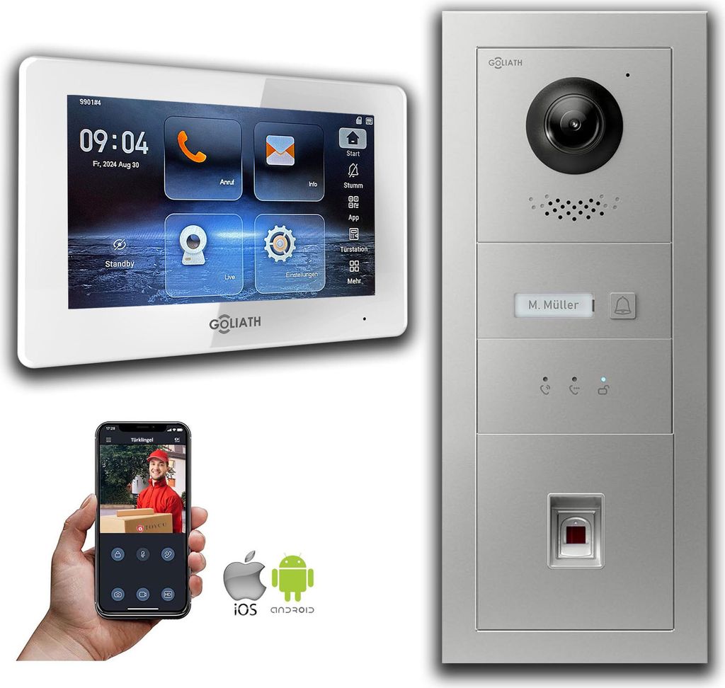 Goliath IP Video Türsprechanlage 7-Zoll Fingerprint Anzeige Produktbild 
