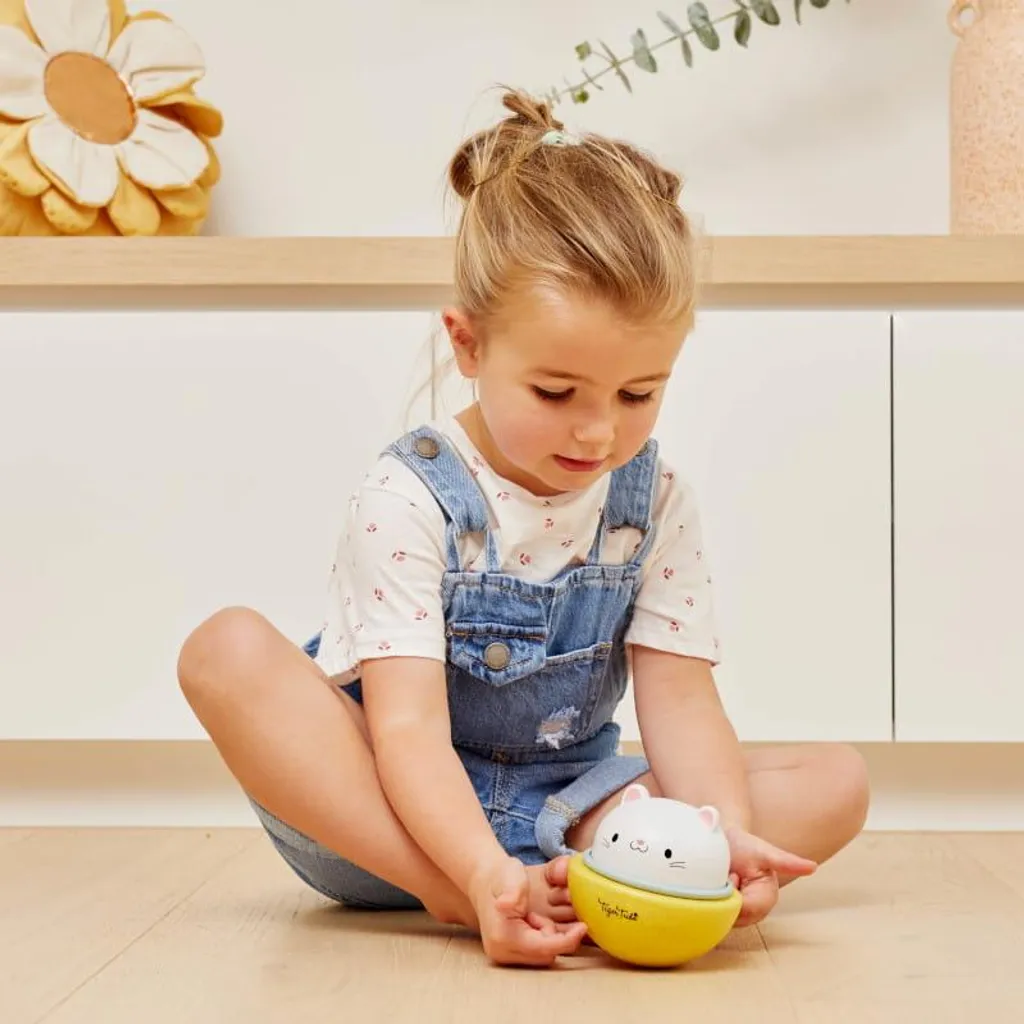 Selecta Swing Roller Chat : Jouet d'Éveil Interactif en Bois Naturel