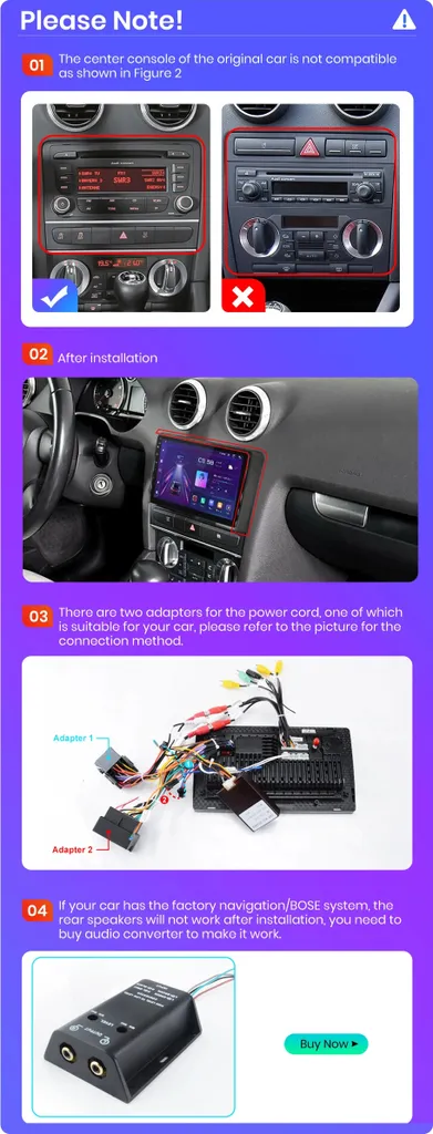 Autoradio Android 13 pour Audi A3 S3 RS3 avec CarPlay et GPS 4+64G