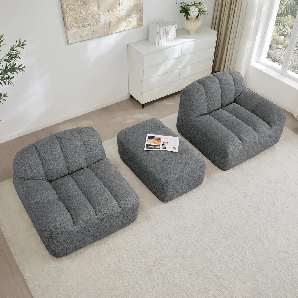 Petit canapé d'angle modulaire gris pour salon moderne, 2 places - 15