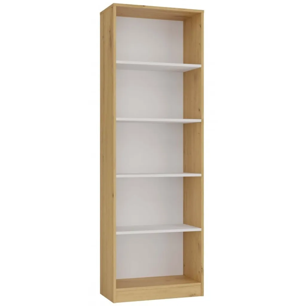 Meuble bibliothèque 60 cm gain de place chêne et blanc design RAUNO