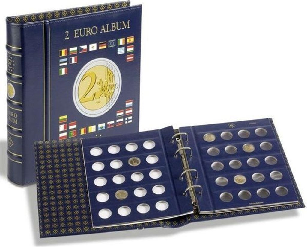 Münzalbum VISTA, für 2-Euro-Münzen, inkl. 4 VISTA, Münzblättern, inkl. Schutzkassette,blau