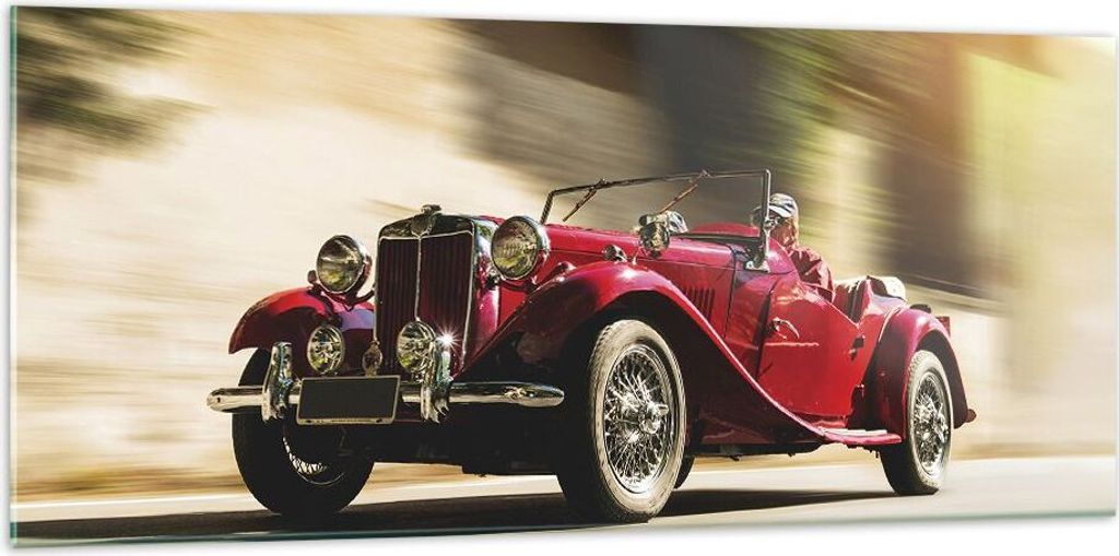 Bilder auf glas - Einteilig - Mg Rot Auto - 120x50cm - Glasbilder - Wandbilder - Bilder - Kunstdruck - zum Aufhängen bereit - Wanddekoration aus G...