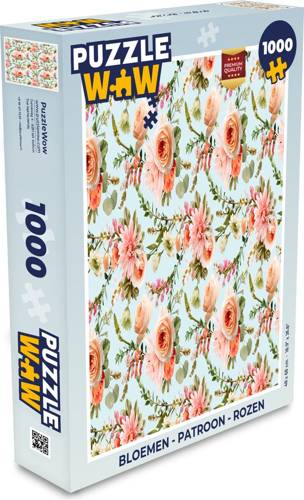 MuchoWow Puzzle 1000 Teile Blumen - Muster - Rosen - Spielzeug - Alt und Jung - Spiele - Puzzeln