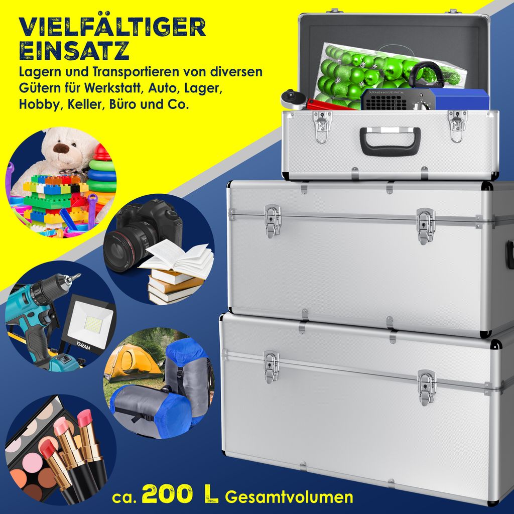 Masko® 3er SET Alu Boxen Alubox Alukiste Transportbox Produktbild 9