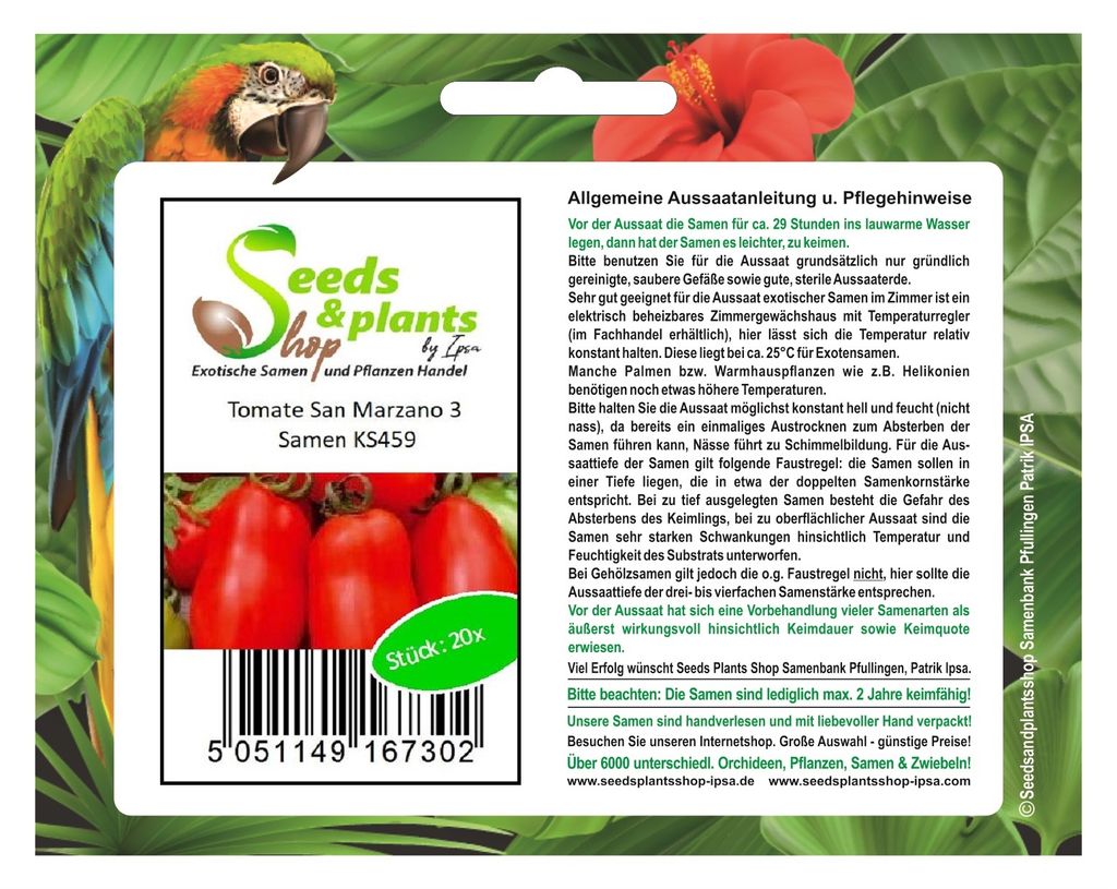 20x Tomate San Marzano 3-Tomaten Samen Gemüse Garten KS459