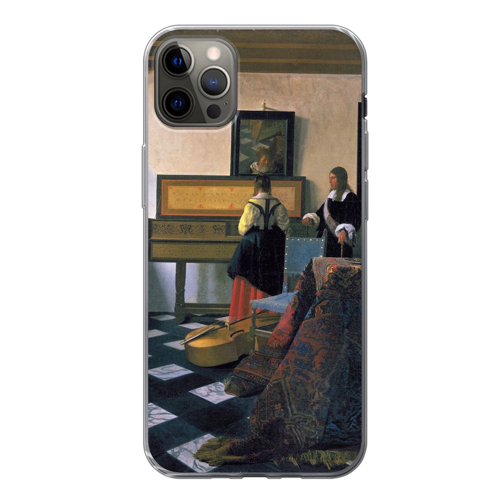 MuchoWow Handyhülle Schutzhülle Hülle für iPhone 13 Pro Max Die Musikstunde - Johannes Vermeer Silikon Softcase Handy Hülle - Mobiltelefon