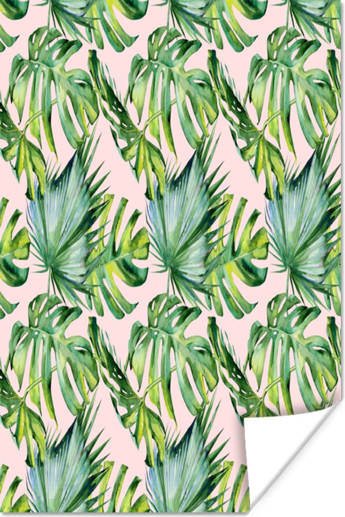 MuchoWow Poster Jahrgang - Monstera - Tropisch 20x30 cm - Papierdruck