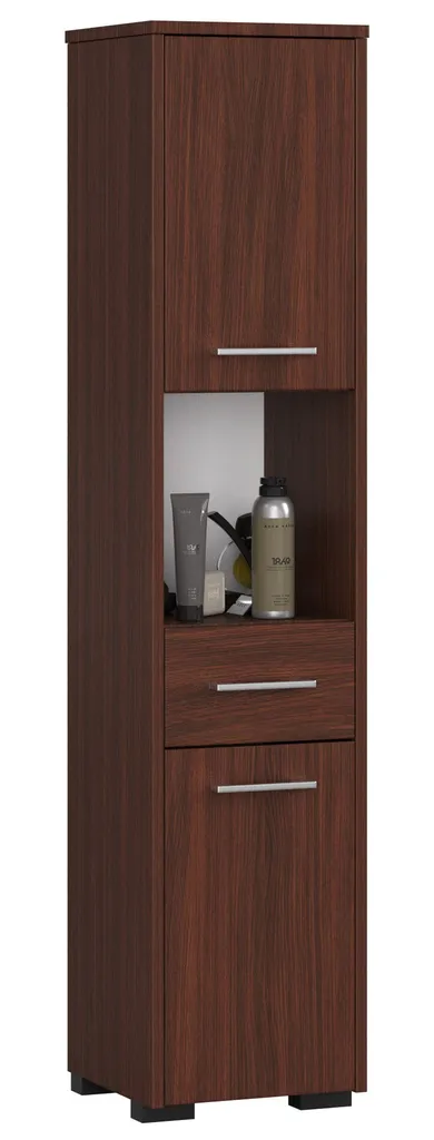 Mobile Colonna Bagno 30x140x30 Wengè | Organizzatore con Cassetto e Ante