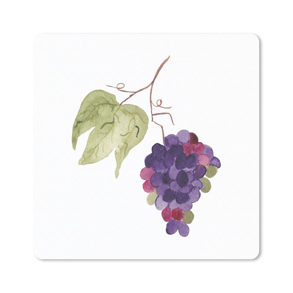 MuchoWow Mauspad Mousepad Weintrauben - Blätter - Aquarell 20x20 cm - Mousepads - Maus Mat - Pad - Mausunterlage - Desk Mat - Bureauartikeln