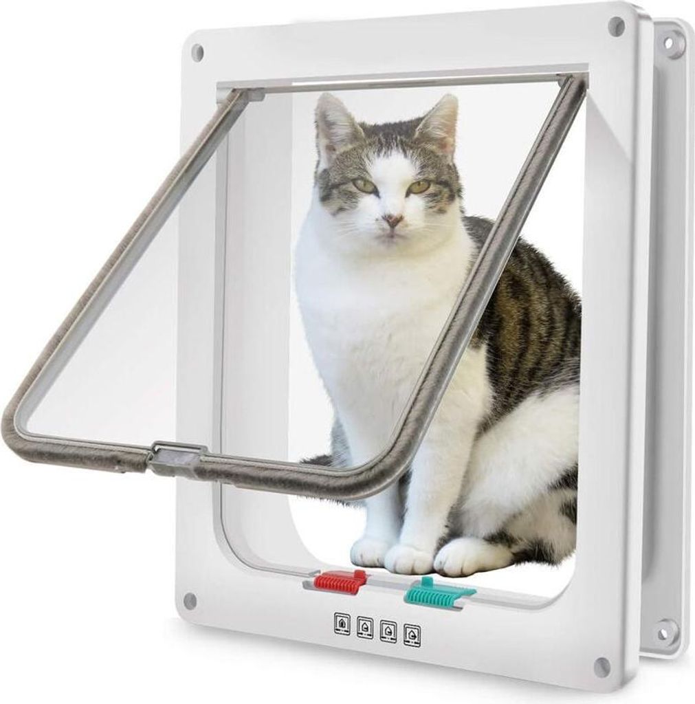 Große Katzenklappe (Außenmaße 28 cm x 24,9 cm), 4-Wege-Verriegelungssystem, geeignet für Katzen und kleine Hunde mit einem Kopfumfang von 63 cm...
