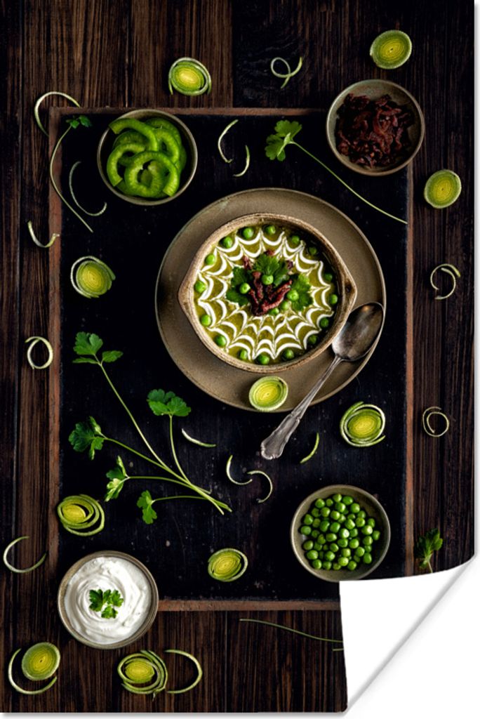 MuchoWow Poster Suppe - Erbsen - Schüssel 20x30 cm - Papierdruck