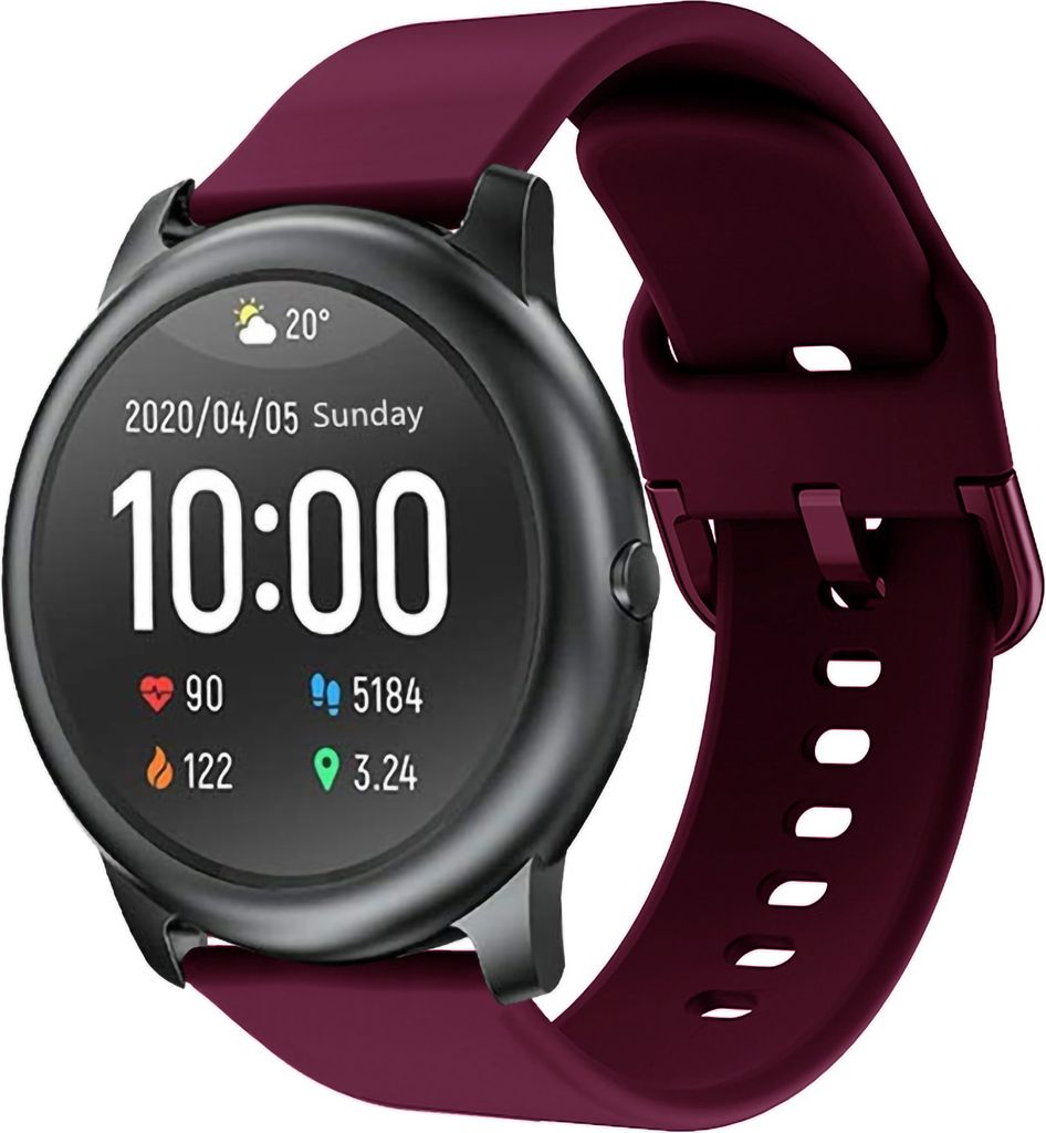 Watch Gurt Sweat-Sof-atmungsaktivem, elektropleten Schnalle Sports Austauschbares Uhrenband für Xiaomi Haylou Solar LS05-Weinrot