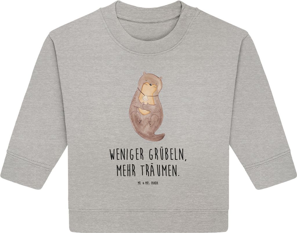 Mr. & Mrs. Panda Organic Baby Pullover Otter Muschel 12. - 18. Monat - Heather Grey - Geschenk, Optimistisch, Bullover, Positiv, Grübeln, Seeotter...