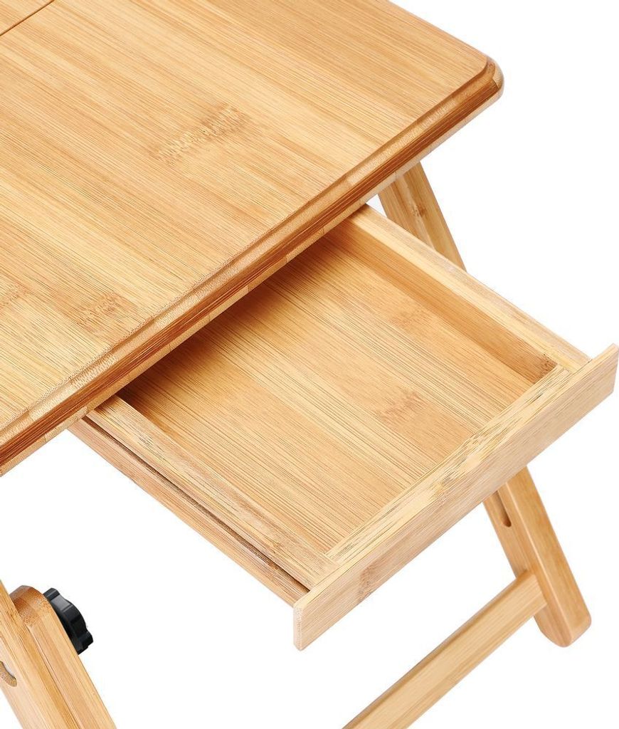 CASARIA® Laptoptisch Bambus Höhenverstellbar mit Schublade Produktbild 4