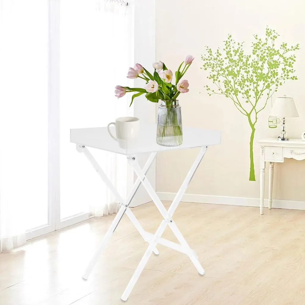 Table de lit pliable en acrylique - Bureau mobile transparent compact - 8