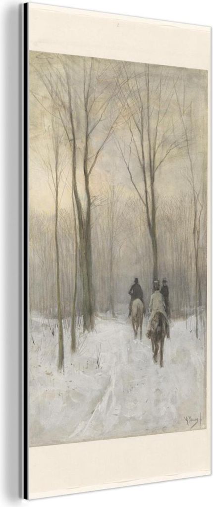 MuchoWow Wanddekoration Metall Metallbild Wandkunst 20x40 cm Reiter im Schnee im Haagse Bos - Gemälde von Anton Mauve MuchoWow Aluminium Gemälde ...