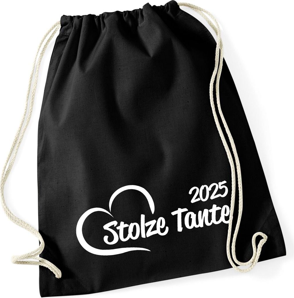 Huuraa Turnbeutel Stolze Tante 2025 Herz 12 Liter Black Baumwolle Rucksack Geschenkidee