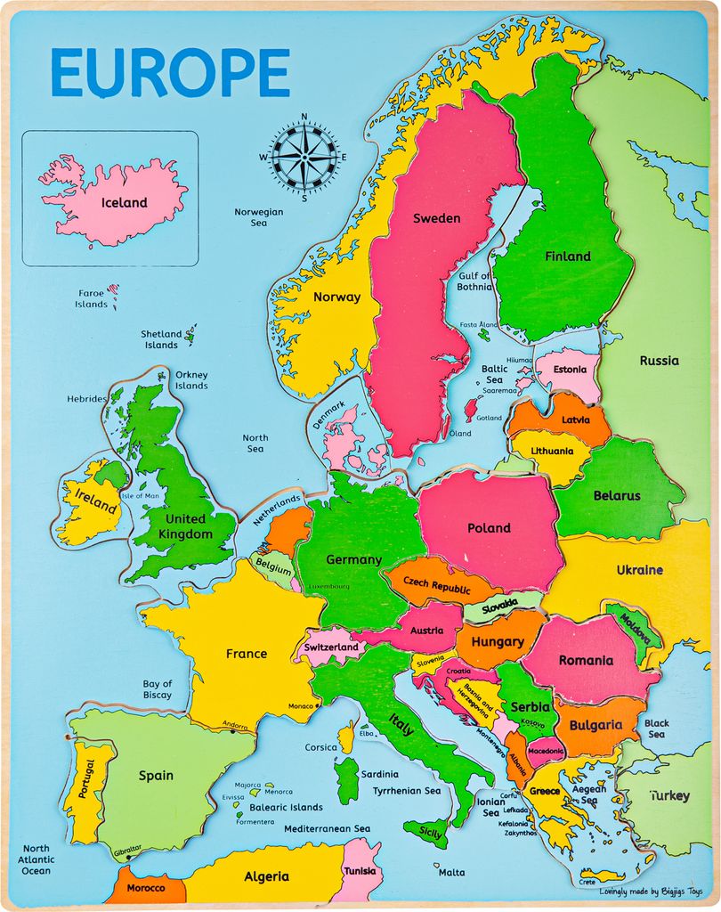 Bigjigs Toys Puzzle en bois Carte de l'Europe 25 pièces Image du produit 