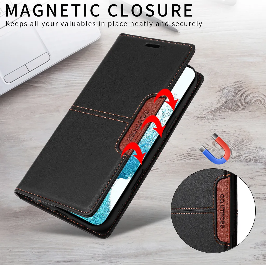 Custodia Samsung S21 5G Pelle Flip Wallet Nero | Protezione RFID Portafoglio - 4