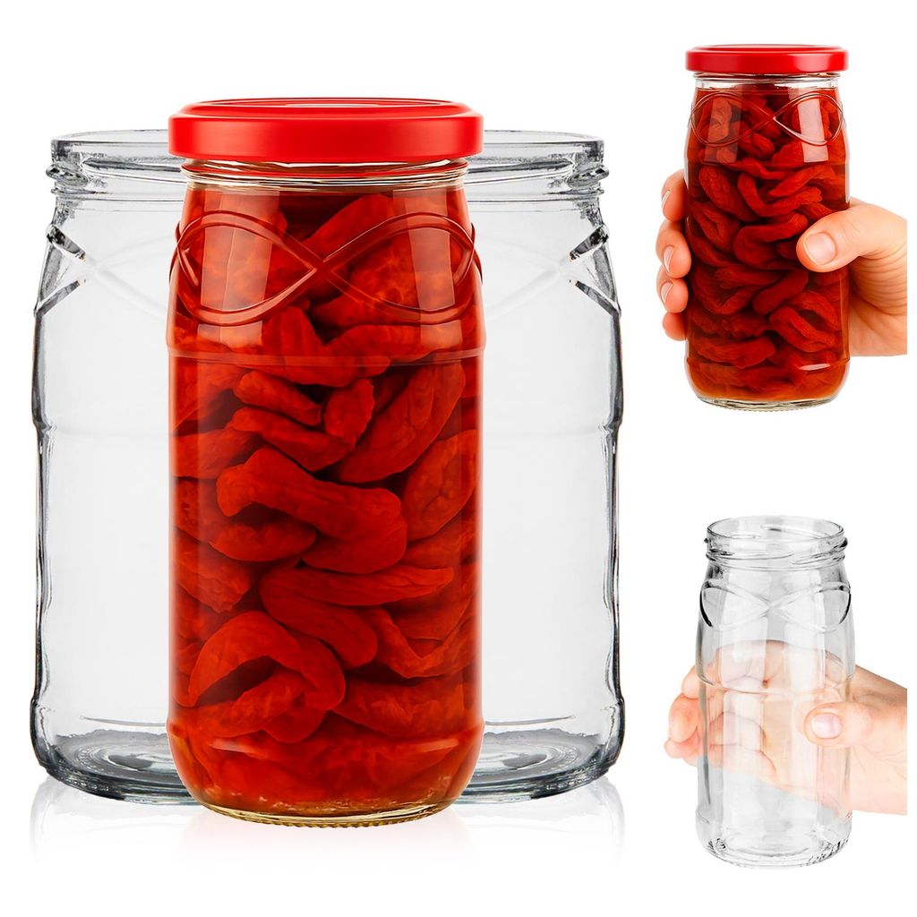 SuperButelki.pl - 10x Gläser 470 ml mit Deckeln Ø 66 mm, Set mit 0,47 l Gläsern für Konserven, Marmelade, 0,47 l Glas Set