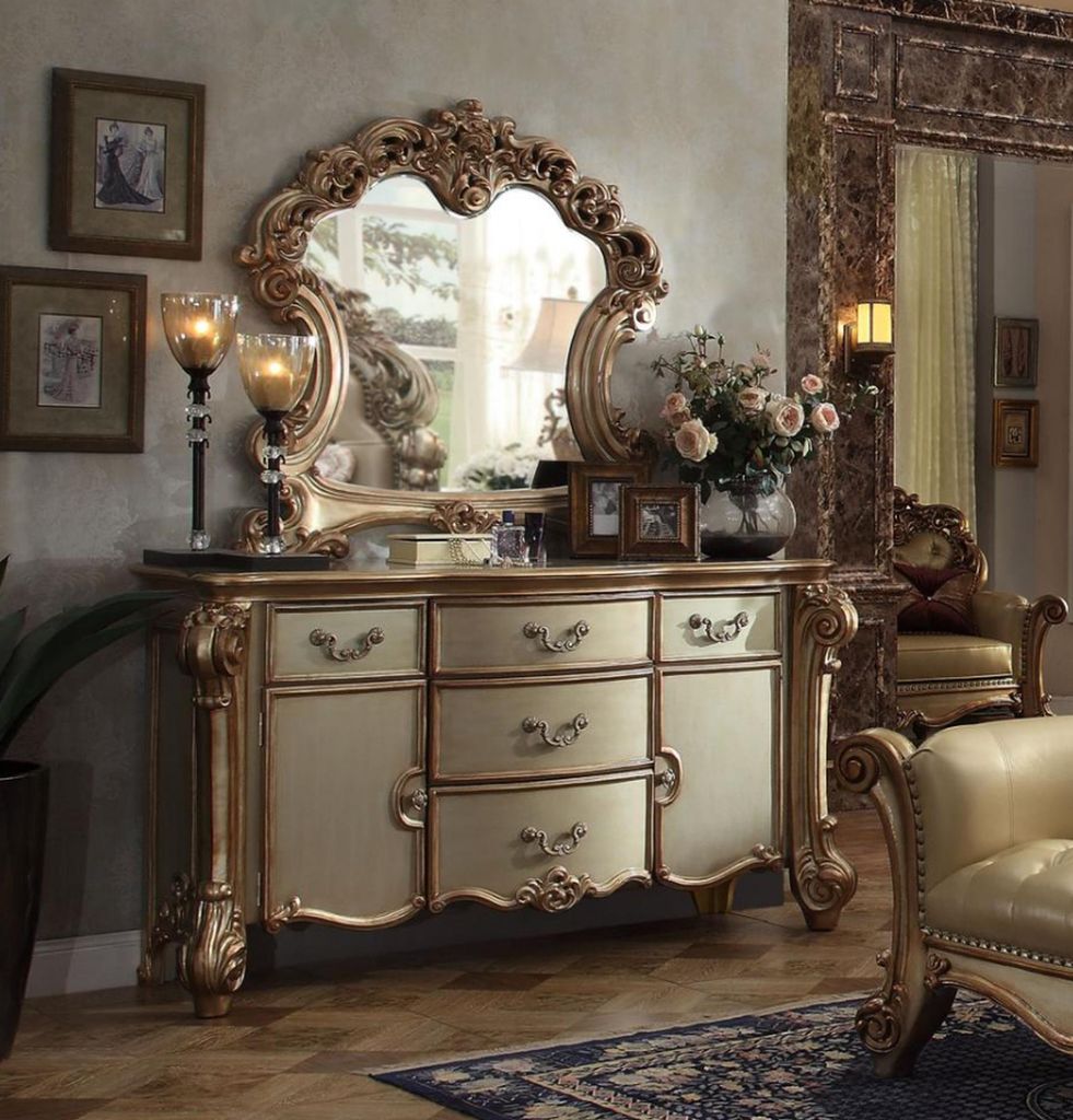 Buffet Anrichte Kommode Spiegel Echte Handarbeit Holz Barock Rokoko Kommoden neu