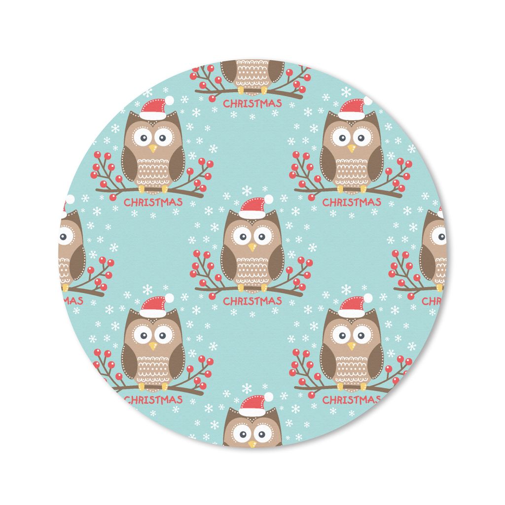 MuchoWow Mauspad Mousepad Schnittmuster - Eule - Weihnachten 20x20 cm - Mousepads - Maus Mat - Pad - Mausunterlage - Schreibtischmatte