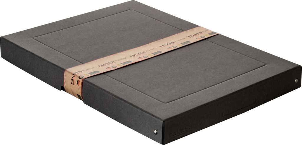Original Falken PureBox Black. Germany. 40 mm hoch DIN A3. Aufbewahrungsbox mit Deckel aus stabilem Recycling-Karton Blauer Engel Vegan Geschenkbo...