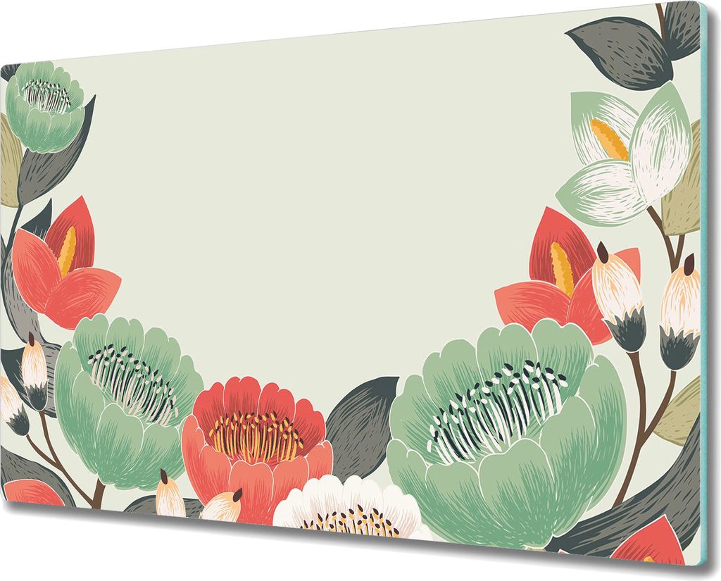Glas Schneidebrett Herdabdeckplatten Schneideplatten - 80x52 cm - Frühlingsblumen