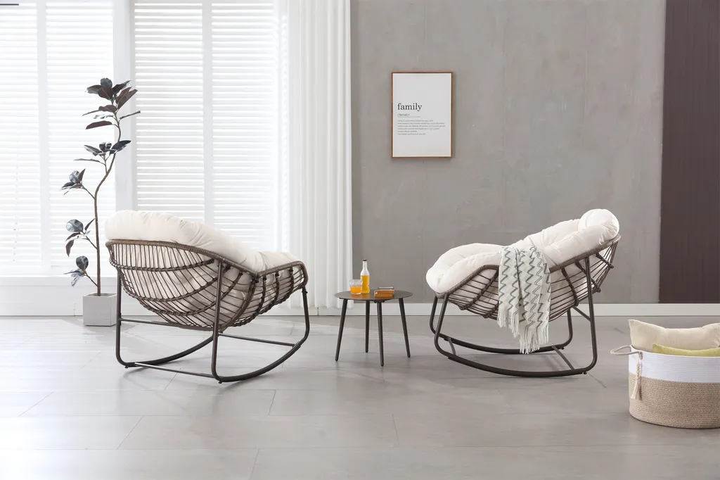 Chaise à bascule rembourrée 6" stable en acier blanc supportant 120 kg - 4