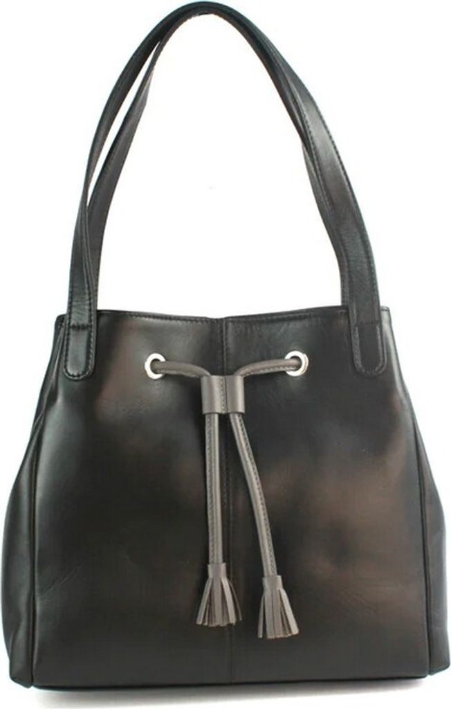 Eastern Counties Leather - Handtasche "Keziah", Leder EL381 (Einheitsgröße) (Schwarz/Dunkelgrau)