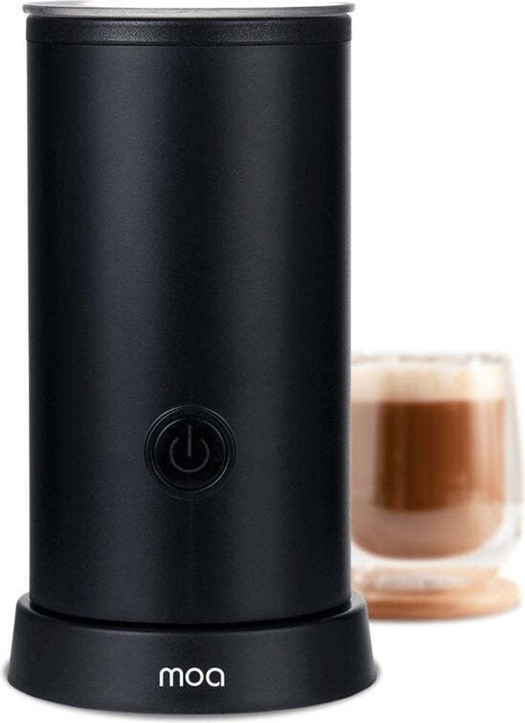 MOA Elektrischer Milchaufschäumer - 2-in-1 - Praktischer Milchschäumer - 240 ML - Für Cappuccino - Milchquirl - Schwarz