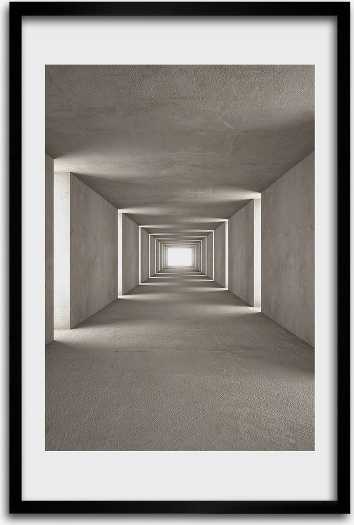 Bild - Bilderrahmen - 40 cm x 60 cm - MDF - Rahmen - Wandkunst - Konkreter Tunnel