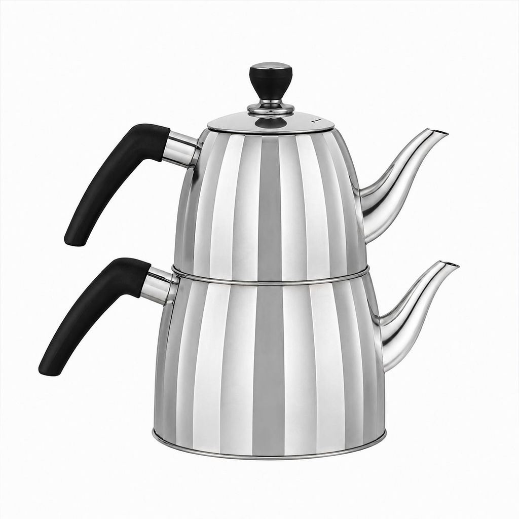 Teekannen Set Edelstahl Induktion 1,0L + 2,5L Türkischer Produktbild 