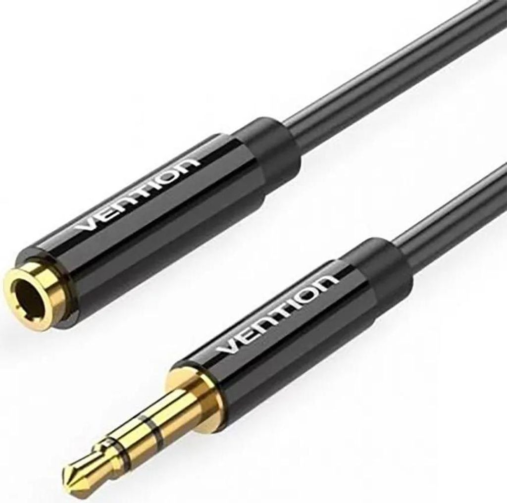 Kabel Stereo vention bbzbf/ Klinke 3,5 männlich -- Klinke 3,5 weiblich/ 1m/ schwarz