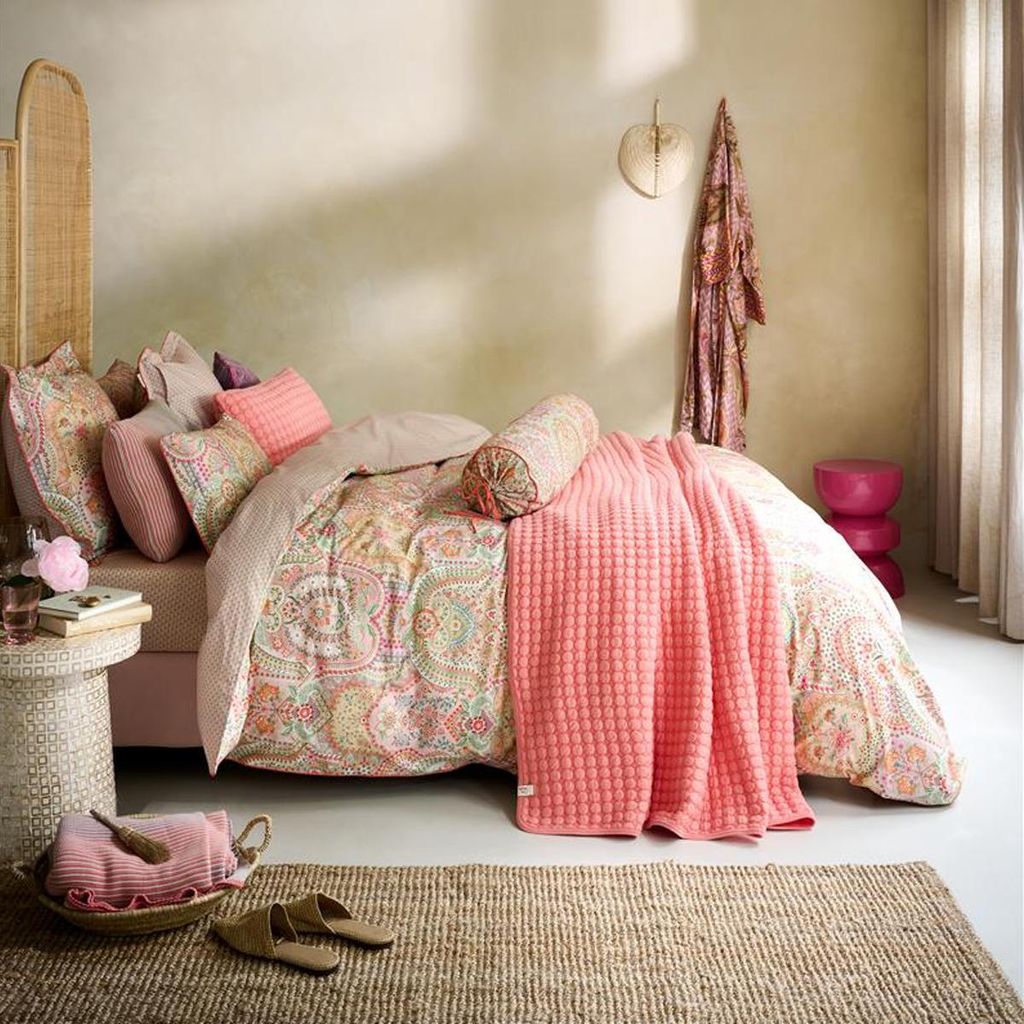 Pip Studio Bettwäsche-Garnitur Jabali Flower Farbe Korallenrot Größe 135x200+80x80