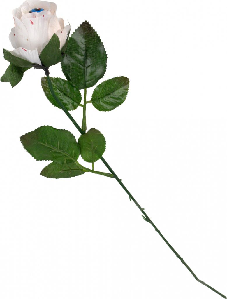 Weiße Rose mit Blutspritzern und blauem Augapfel 42 cm