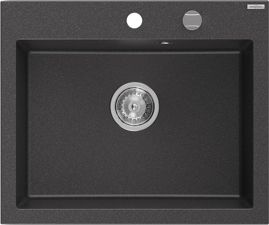 Mexen Elix lavello in granito a 1 vasca 600 x 500 mm, nero Immagine del prodotto 