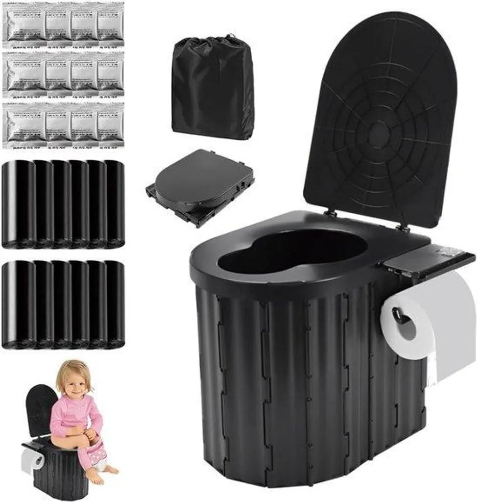 WC Chimique Portable et Pliable de 36,5 cm pour Bivouac et Camping