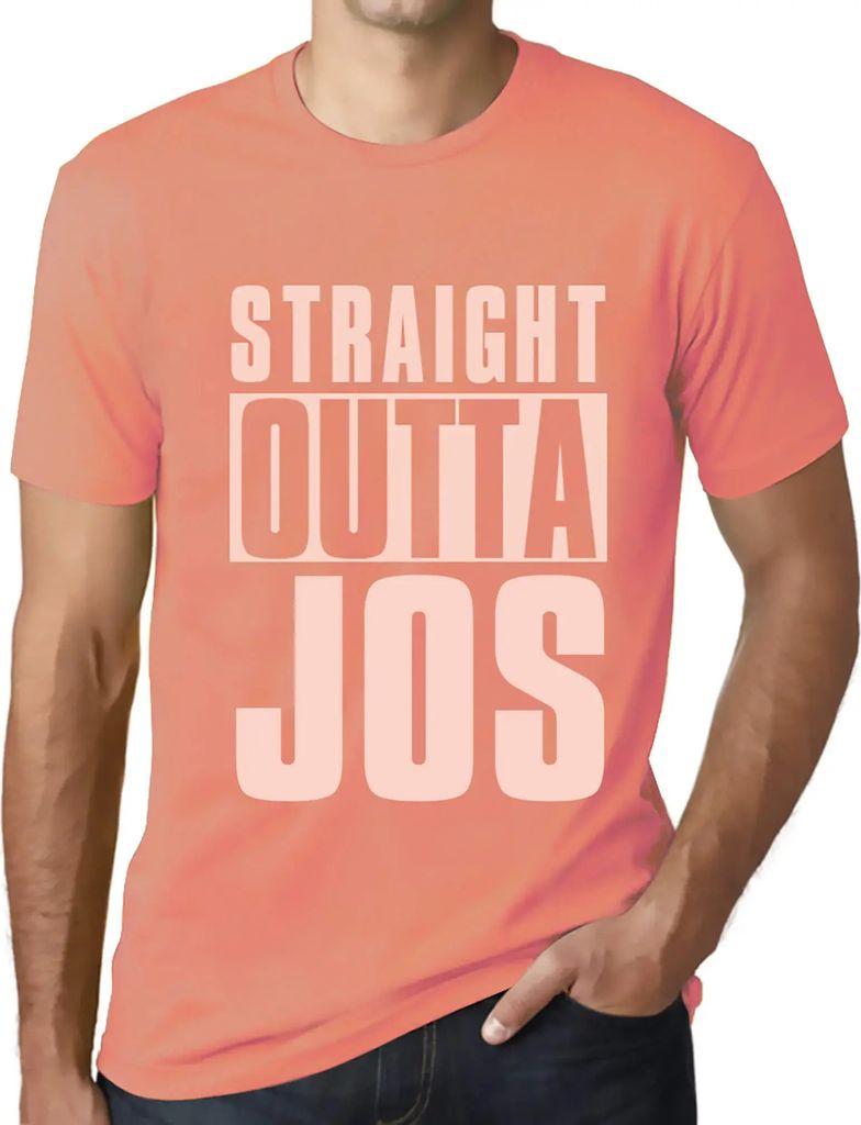 Herren Grafik T-Shirt Straight out of jos – Straight Outta Jos – Öko-Verantwortlich Vintage Jahrgang Kurzarm Lustige Druck Geburtstag Geschenk...