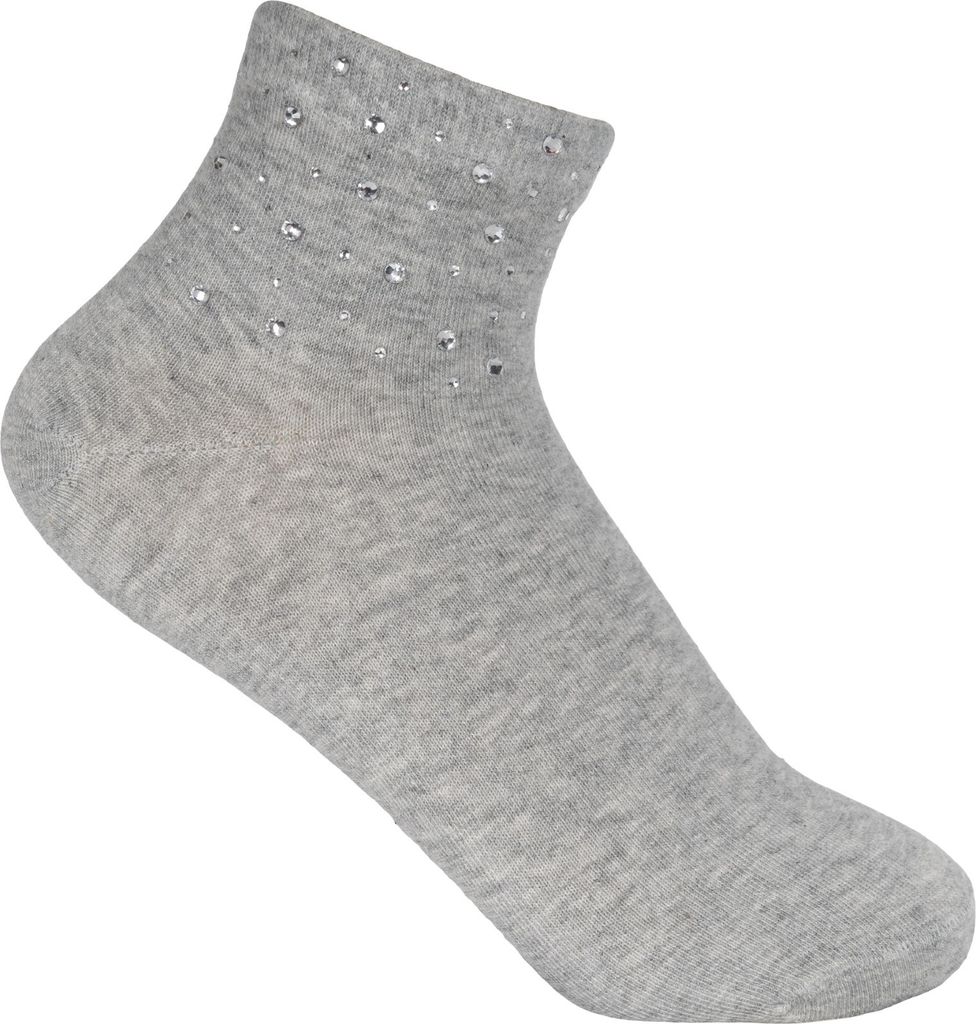 styleBREAKER Damen Socken mit Strass Applikation am Bund, Größe 35-41 EU / 5-9 US / 4-7 UK, Söckchen Glitzersteine 08030014