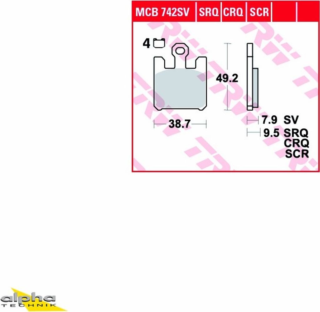 TRW Bremsbelagsatz MCB742CRQ ZX12R ZXT20A GSX-R1000 WVBZ Produktbild 
