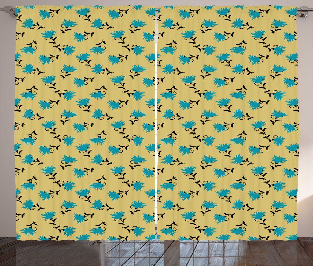 ABAKUHAUS Türkisblau Rustikaler Vorhang, Petal mit Peduncle, Wohnzimmer Universalband Gardinen mit Schlaufen und Haken, 280 x 225 cm, Pale Kamel D...